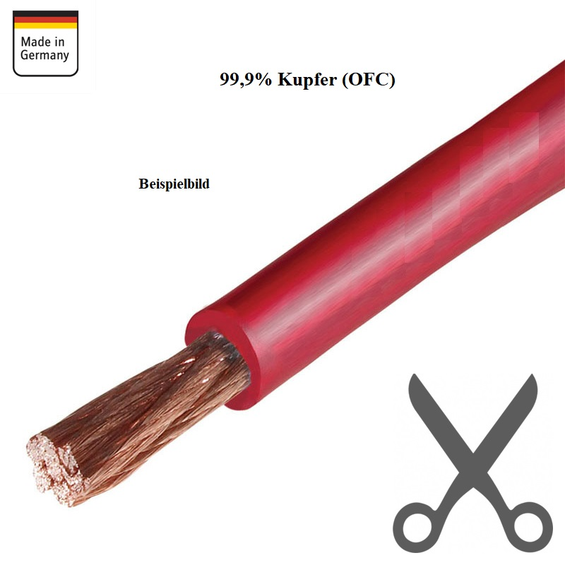 BASS MASTERS SPL Stromkabel rot 6mm, Kupfer